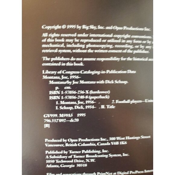 Montana by Dick Schaap and Joe Montana (1995, Trade Paperback) EUC - Picture 5 of 6